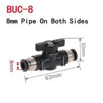 정유량밸브 유공관 교환기 밴드 BUC 4mm 6mm 8mm 10mm 12mm 검정색 공압 푸시 퀵 조인트 커넥터 핸드 밸브 스위치 수동 볼 전류 제한, BUC-8