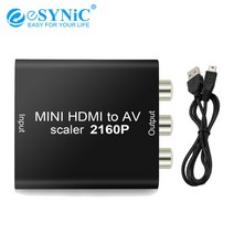 ESYNiC-192KHz HDMI 호환 CVBS 변환기 4K x 2K 지원 AV 복합 어댑터 NTSC PAL, 01 Black