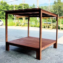 지붕형 조립식 평상 6자 1800_1800 방부목 야외 평상마루 (택배 배송), a)무도색(도색X)