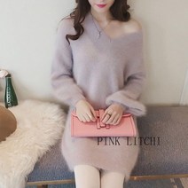 [PINK LITCHI]여성 가을 겨울 니트 롱 원피스 슬림핏 원피스 TSfei905ZZS7