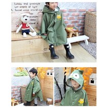 비오는날 외출 깜찍한 아이 망토 우비 새해선물 역할놀이 교구, 카키XL