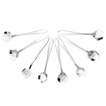 스테인리스 스크림 찻숟가락 커피 수프 찻숟가락 세트 꽃 디자인, 실버, 설명, 설명