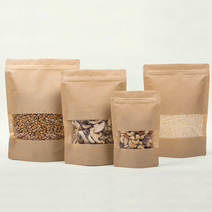 홍진포장 크라프트 투명창 지퍼스탠드 스탠딩지퍼백 100장 사이즈 6종, 18 x 26cm - 100장 (장당234원)