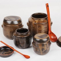 [티스푼/국자포함] 찐 전통 옹기 장단지 4종택1 미니장독 된장 고추장 소금항아리, 1호350 [장미목 롱티스푼 증정]