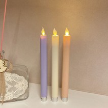 led 웨딩초 감성 긴 초 촛대 흔들리는 컬러 볼펜 전자 촛불 소품 3color, 화이트
