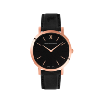 라르손앤제닝스 루가노 블랙 레더 33MM 로즈골드 블랙 손목시계