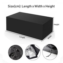 라탄쇼파 홈스 월드 라탄 소파 테이블 세트 야외 테라스 루프탑 카페 정원 라트 피렌체 190t210d 옥스포드 방수 가구 커버 등나무 큐브 의자 방진 레인 가든 파티오 보호, 02 black_33 242X162X00cm