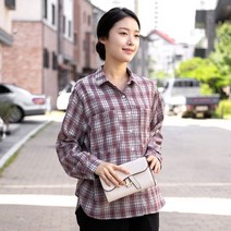 모슬린 엄마옷 면 체크 오픈 롤업 남방 ENB209062 마담 미시옷 중년여성의류 빅사이즈 50대 60대여성옷