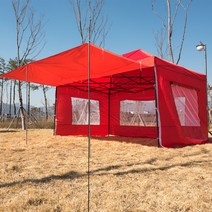 베이직3x4.5 캐노피천막 캠핑천막 감성천막 포장마차 야외천막 접이식천막, B민자풀 3X4.5 레드