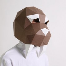 종이가면 3D 동물 얼굴가면 3D 종이 금형 고래 상어 개구리 해마 머리 마스크 헤드 기어 동물 모델 할로윈, 01 Non-finished No Glue, 03 초콜렛