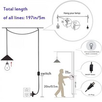 검은 금속 등나무 케이지 샹들리에 산업 램프 소박한 천장 플러그인 단철, 01 Black_04 US plug with bulb