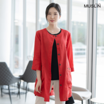 모슬린 여성 여름 엄마옷 린넨 라운드 롱 자켓 FJK204059 마담/미시옷/중년여성의류/빅사이즈/40대/50대/60대여성옷