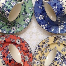 존슨 브라더스 데본코티지 4색 플레이트 머그잔 빈티지 접시 컵 세트, 그린 플레이트