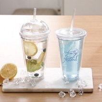 국내생산 주문 제작 아이스 텀블러 500ml 플랫 투명 빨대 플라스틱 돔 콜드컵 리유저블