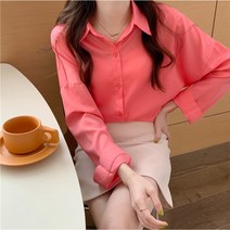 하늘색셔츠 소라색 블라우스 핑크 셔츠 여성