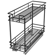 LOVMOR 캐비닛 오거나이저 2단 풀아웃 캐비닛 오거나이저 너비 27.9cm11인치 x 깊이 45.7cm18인치 풀아웃 홈 오거나이저 크롬 풀아웃 서랍 베이스 캐비닛용 실, 7