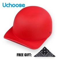 Uchoose- 신제품 오픈 페이스 빈티지 헬멧 하프 모토크로스 스쿠터 크루저 헬기 야구 모자 여름 승마, L, Matte red