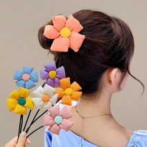 로우번 똥 당고 머리 묶기 와이어 플라워 머리끈