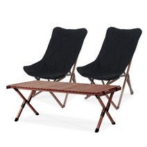 몬스터캠핑 캠핑테이블세트 캠핑테이블 캠핑의자 야외 접이식 테이블1ea 의자2ea, (세트할인EVENT)롤테이블L 릴렉스체어2개, 브라운 블랙2개(FD)