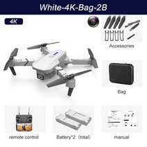 RC 헬리콥터 드론 4K 2022 P 와이드 앵글 HD 카메라 와이파이 FPV 높이 고정 접이식 쿼드콥터 선물 완구, 12 White 4K Bag 2B