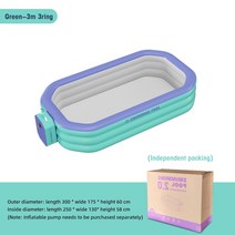 옥상 FRP 수영장 베란다 워터파크 특대형 수영장 3m2.6m2.1m 두꺼운 욕조, 3m 그린