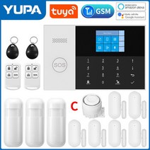 무선 모션 센서 감지기 와이파이 GSM 홈 보안 경보 투야 스마트 도난 알렉사 및 구글 다채로운 LCD 인치, 없음, 36.C - 영국 플러그