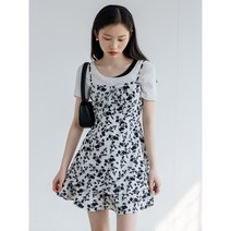 흑백 플라워 뷔스티에 원피스
