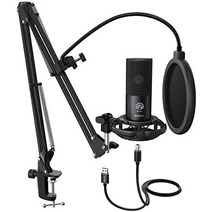 유튜브 방송 마이크 미국 FIFINE Studio Cons덴서 USB 컴퓨터 로폰 키트-630495, 블랙입니다.