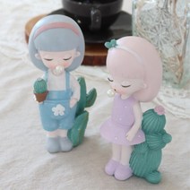 풍선껌 소녀 책상소품 10대 생일선물 상품촬영소품 선반장식 장식용 인형인테리어 책장소품 모델하우스데코, A - 2p set