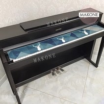 Makone 상표등록 전자 피아노 키보드 88키 먼지 덮개 린넨 천 커버, 키보드 천   페달 커버 (갈색 곰)