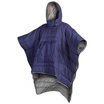 웨어러블 망토 성인 침낭 야외 캠핑 어른 가벼운 면 겨울 두꺼운 방한 망토 침낭, 네이비 블루