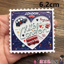 마켓페이머스 냉장고자석 세계여행 영국 런던 옥스포드 국기 이층버스 풍경 장식 마그넷, 07.블랙스탬프하트런던