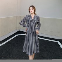 블링앤수 여성 브이넥 캐시미어 캐주얼 원피스 KZZ866