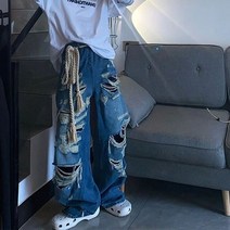 바지남자 HOUZHOURIPPEDJEANSFORMEN 마음이 아프다 펑크 데님 하라쥬크 힙합 클래식 굴 4945973943