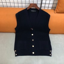 유럽역 브이넥 싱글니트 남 도톰런닝 가을겨울 솔리드 비즈니스 민소매 울조끼