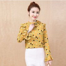 가바바 여성 블라우스 컬러풀 토두무늬 포인트 데일리 블라우스 G27809