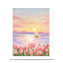 기쯔 DIY 페인팅 그림 명화 유화 그리기 세트 40 x 50cm 꽃 튤립 바다 풍경, 101-튤립 배