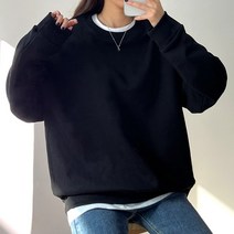 걸즈팩토리 여성용 로버루즈핏 기모 무지 오버핏 맨투맨티셔츠