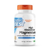 Doctors Best High Absorption Magnesium 고흡수 마그네슘 100mg 240 타블렛, 1개, 기본