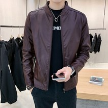 라이더 봄가을 남자 가죽 자켓 캐주얼 슬림핏 차이나 카라 블루종 뉴트로 콤비 블레이져