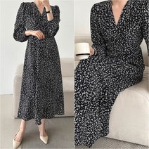 무드 플레어 꽃무늬 쉬폰 롱 원피스