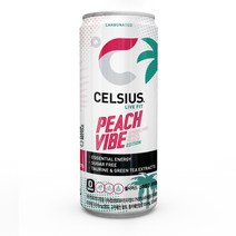 셀시어스 오리지널 에너지 비타민 피트니스 드링크 스파클링 피치바이브, 325ml, 24개