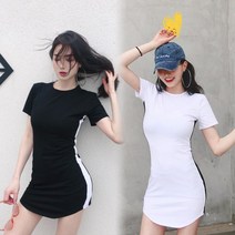 BUyuS페타냐 굵은줄 여자티 200521 옆 라인 미니 원피스굿딜 브이숍