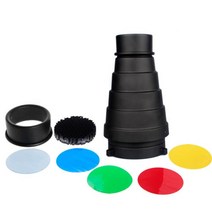 벌집 그리드가있는 원추형 snoot bowens 마운트 스튜디오 스트로브 모노 라이트 사진 플래시 용 5pcs 컬러 필터 키트