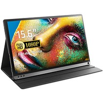 COORPRIT 휴대용 모니터 15.6 인치 FHD HDR 1080P USB C 모바일 화면 스마트 커버가 있는 노트북용 IPS 아이 케어 마이크로 USB 휴대용 디스플레이 PC Mac Xbox PS4용 듀얼 스피커 -15143, 15.6인치