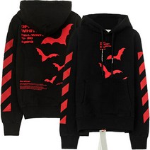 오프 화이트 오프화이트 19FW OMBB034E19D250071020 디아그널 베트 프린팅 슬림 후드 블랙 레드 남성 TR