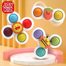 조이키즈 빙글빙글 흡착 회전 딸랑이 스피너 목욕놀이완구 3종 세트 꿀벌, 혼합색상