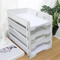 적층형 A4 용지 보관함 서류함 이면지함 4단 문서함 사무실 서류정리함 파일정리 서류보관함 문서수납함, 가로블랙