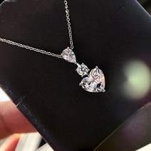여성 모이사나이트 랩다이아 레이어드 사각 데일리 엑설런트컷팅 목걸이 2021 하트 컷 3ct 펜던트 100 리얼 925 스털링 실버 웨딩 펜던트 신부 초커 쥬얼리