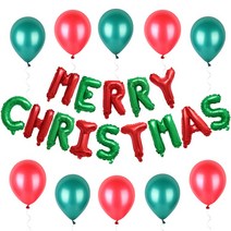 메리 크리스마스 MERRY CHRISTMAS 은박풍선세트, 1set, 그린&레드 MERRY CHRISTMAS 은박풍선세트